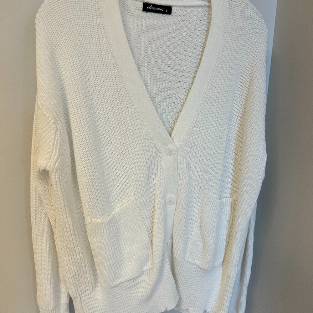 VICI, Olivaceous, Size S, White Knit Sweater